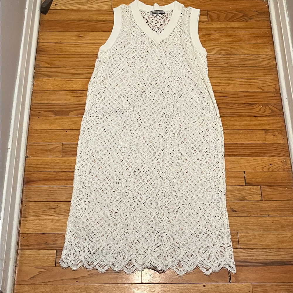 Maison Pere White Lace Sleeveless Dress